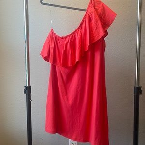 Bright Coral One Shoulder Dress